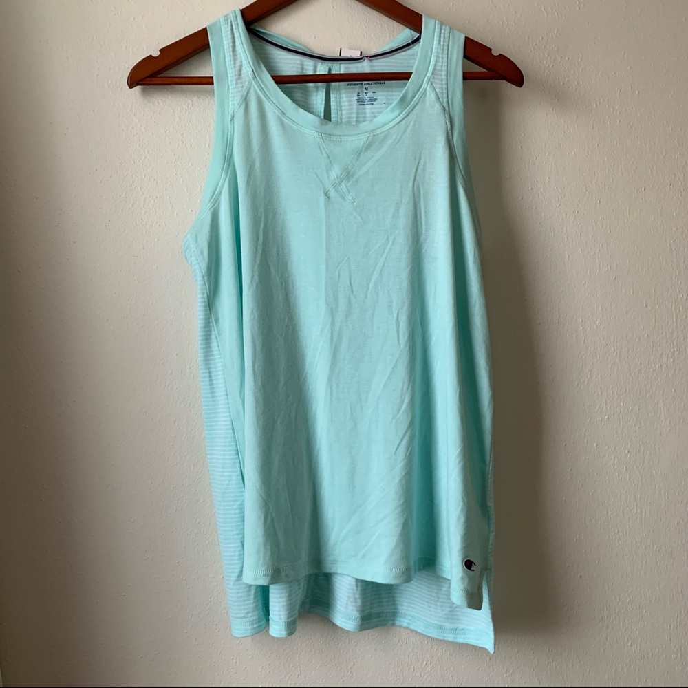 M Champion Mint Green and Stripe Super Soft Workout Tank